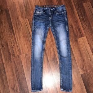 Rock Revival skinny jeans destroyed size 27; inseam 29”